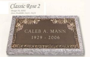 Classic Rose design individual bronze marker without a vase