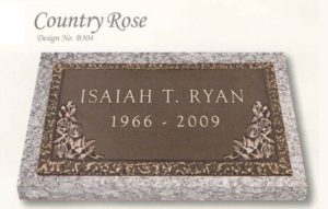 Country Rose design individual bronze marker without a vase