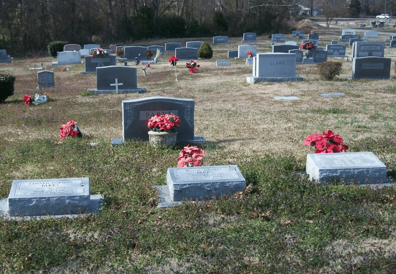 Image of headstones in a cemetery on Tegeler's website