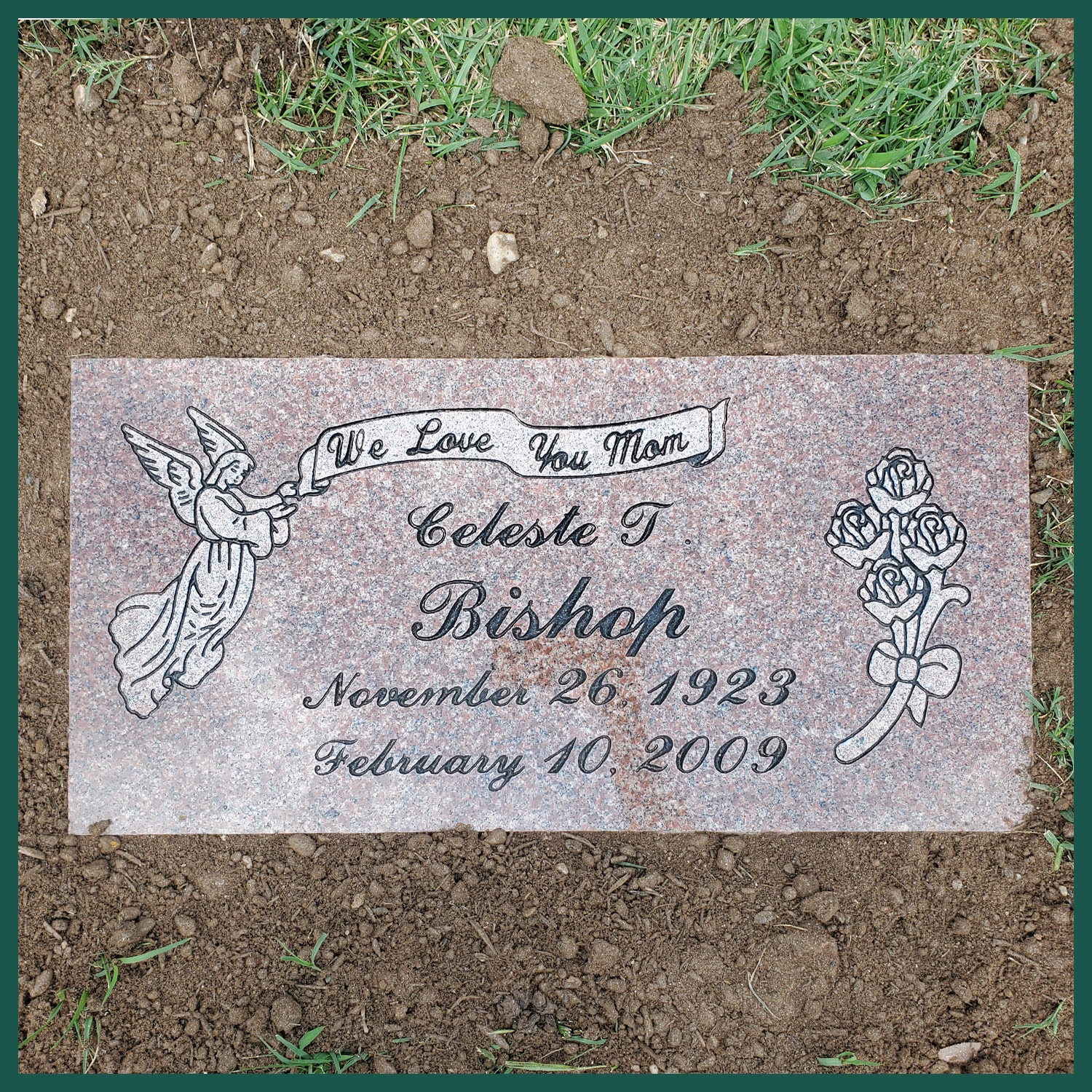 Image of a headstone on Tegeler's website