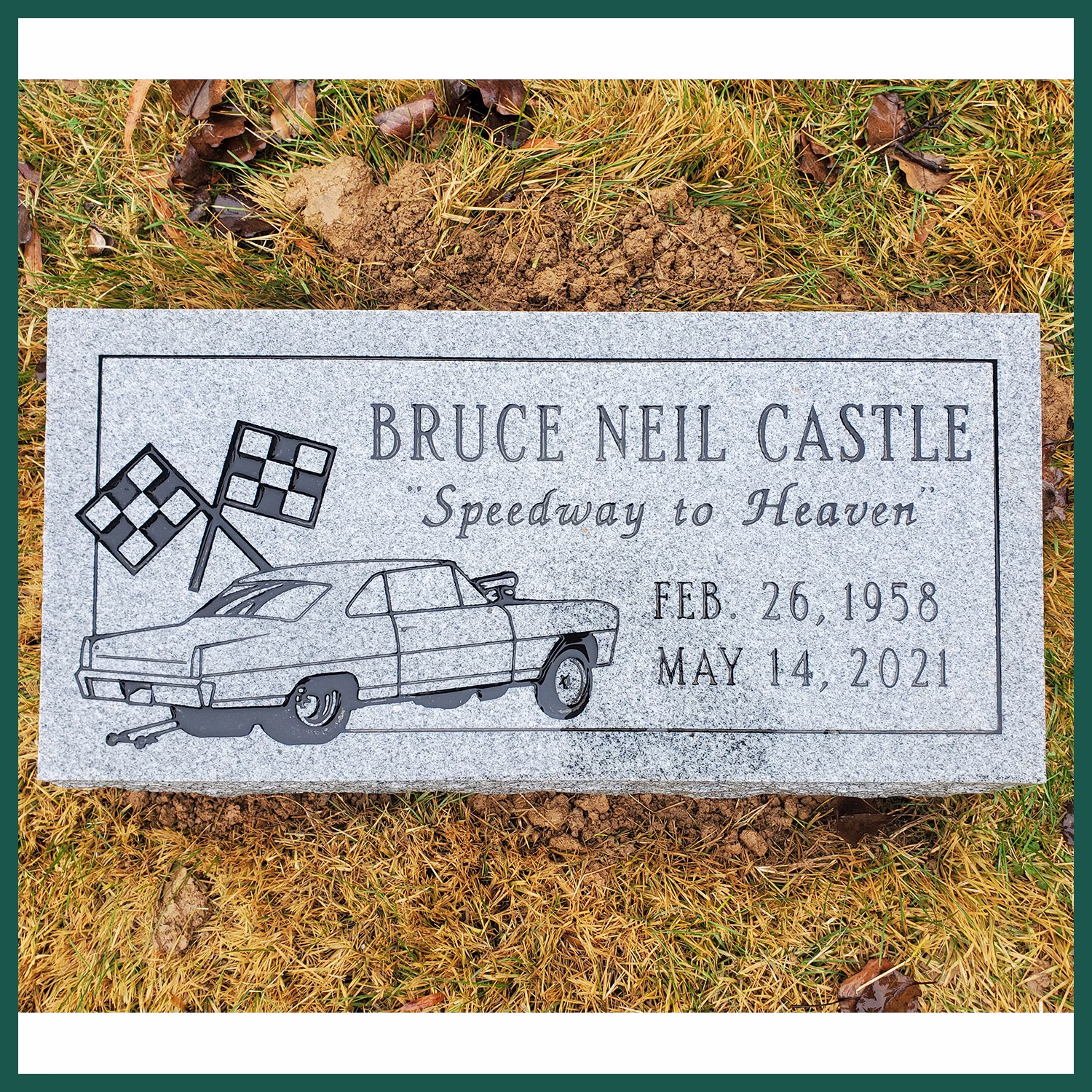 Image of a headstone on Tegeler's website