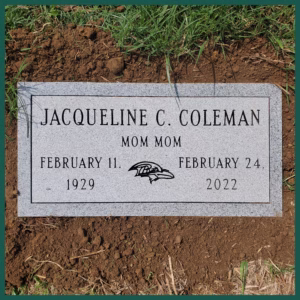 Image of a headstone on Tegeler's website