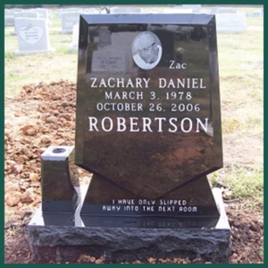 Image of a headstone on Tegeler's website
