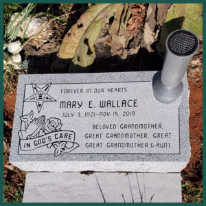 Image of a headstone on Tegeler's website