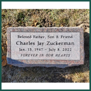 Image of a headstone on Tegeler's website