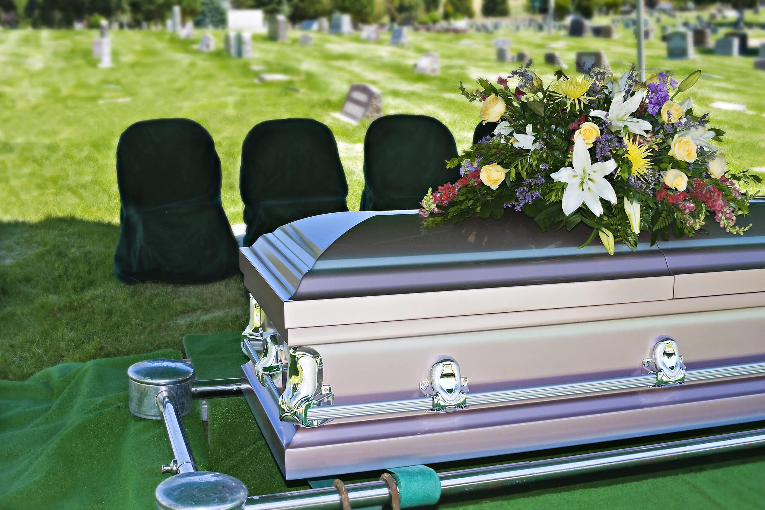 Image of a casket in a cemetery